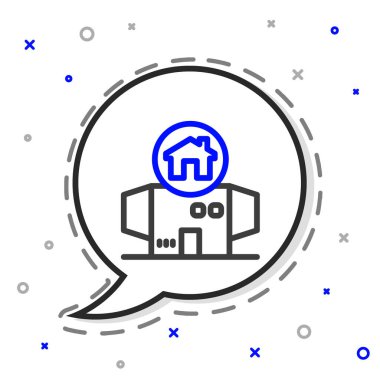 Çizgisiz karton ev simgesi beyaz arka planda izole edilmiş. Renkli taslak konsepti. Vektör