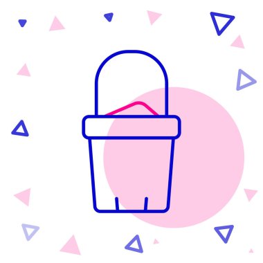 Beyaz arka planda izole edilmiş kova simgesi çizgisi. Plastik çocuk oyuncağı. Yaz ikonu. Renkli taslak konsepti. Vektör