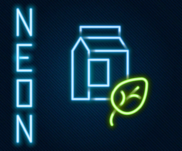 Gloeiende Neon Lijn Vegan Melk Pictogram Geïsoleerd Zwarte Achtergrond Vegetarisch — Stockvector
