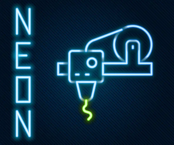 Világító Neon Vonal Nyomtató Ikon Elszigetelt Fekete Alapon Nyomtatás Színes — Stock Vector