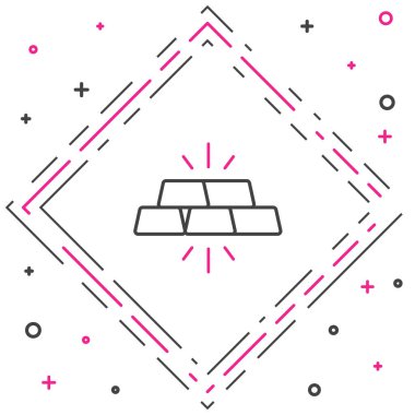 Satır Altın çubukları simgesi beyaz arkaplanda izole edildi. Bankacılık işi konsepti. Renkli taslak konsepti. Vektör