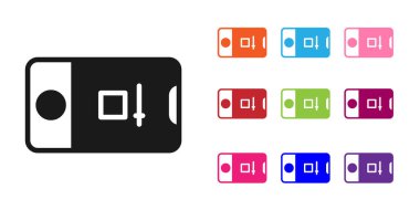 Siyah cep telefonu, beyaz arkaplanda izole edilmiş kamera görüntüsü simgesi. Mobil uygulama uygulaması. Fotoğraf ve video çekimi. Simgeleri renklendirin. Vektör.