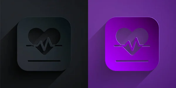 Herzfrequenzsymbol Isoliert Auf Schwarzem Auf Violettem Hintergrund Herzschlagzeichen Herzpuls Symbol — Stockvektor