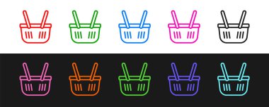 Alışveriş sepeti simgesi siyah beyaz arkaplanda izole edildi. İnternetten satın alma konsepti. Servis tabelası. Alışveriş arabası sembolü. Vektör.