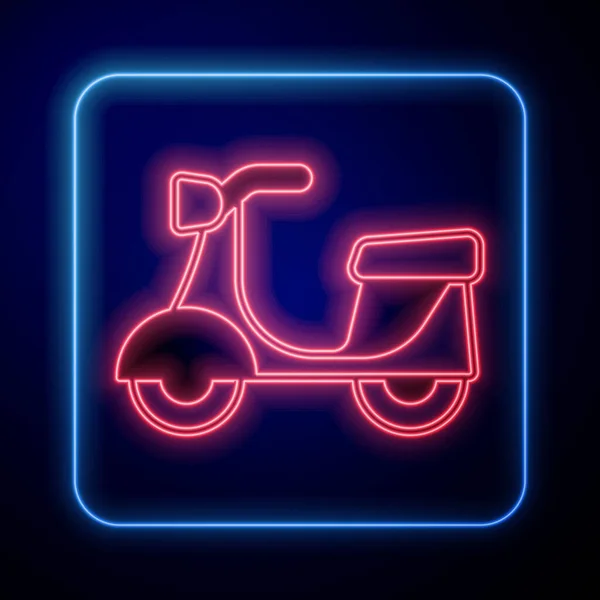 Zářící Neon Scooter Ikona Izolované Černém Pozadí Vektor — Stockový vektor