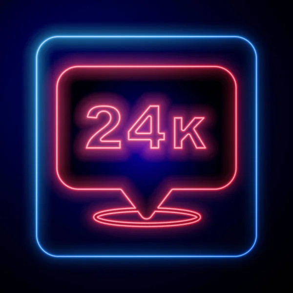 发光的霓虹灯金条24K图标孤立在黑色背景 银行业务概念 — 图库矢量图片