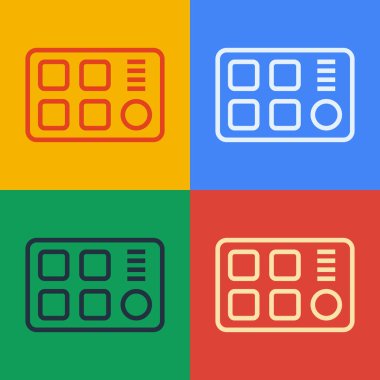 Pop Art Line Davul Makinesi simgesi renk arkaplanında izole edildi. Müzik aletleri. Vektör.