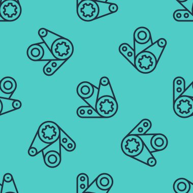 Siyah çizgili zamanlama kemeri simgesi yeşil arka planda izole edilmiş pürüzsüz desen. Vektör