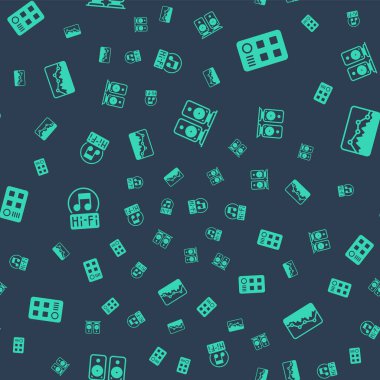 Stereo hoparlörünü, davul makinesini, müzik notasını, ses tonunu ve dalga eşitleyicisini kusursuz desen üzerine ayarla. Vektör