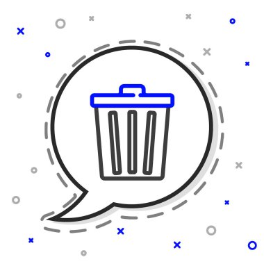 Çöp kutusu simgesi beyaz arkaplanda izole edildi. Çöp kutusu tabelası. Sepet simgesini geri dönüştür. Ofis çöpü ikonu. Renkli taslak konsepti. Vektör