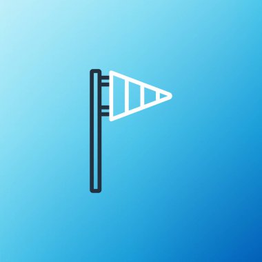 Golf bayrağı simgesi mavi arkaplanda izole edildi. Golf ekipmanı ya da aksesuar. Renkli taslak konsepti. Vektör