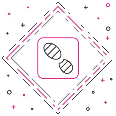 Beyaz arka planda izole edilmiş çizgi insan ayak izi ayakkabı ikonu. Ayakkabı tabanı. Renkli taslak konsepti. Vektör