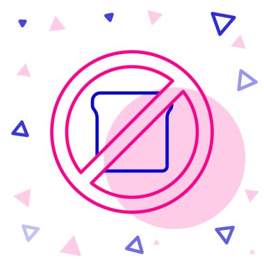 Beyaz arka planda izole edilmiş glüten içermeyen tahıl simgesi. Buğday işareti yok. Yiyecek hoşgörüsüzlüğü sembolleri. Renkli taslak konsepti. Vektör