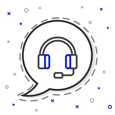 Beyaz arkaplanda hat kulaklığı simgesi izole edildi. Kulaklıklar. Müzik, hizmet, iletişim ve operatör konsepti. Renkli taslak konsepti. Vektör