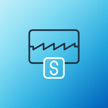 Çizgi Müzik Dalga Dengeleyici simgesi mavi arkaplanda izole edildi. Ses dalgası. Ses dijital dengeleyici teknolojisi, konsol paneli, nabız müzikali. Renkli taslak konsepti. Vektör