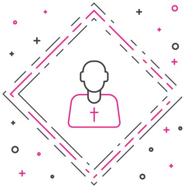 Beyaz arkaplanda çizgi rahibi simgesi izole edildi. Renkli taslak konsepti. Vektör