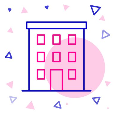 Beyaz arkaplanda çoklu katlı bina simgesi izole edildi. Renkli taslak konsepti. Vektör