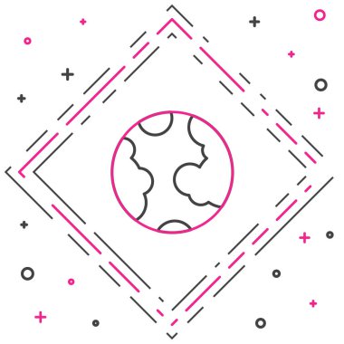 Beyaz arka planda izole edilmiş Dünya çizgisi ikonu. Dünya ya da Dünya işareti. Küresel internet sembolü. Geometrik şekiller. Renkli taslak konsepti. Vektör