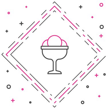 Beyaz arka planda izole edilmiş kase ikonundaki çizgi dondurma. Güzel sembol. Renkli taslak konsepti. Vektör