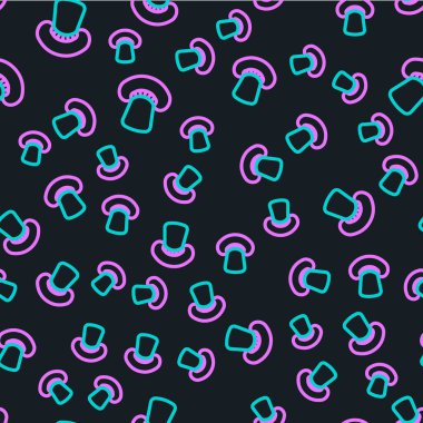 Çizgi mantar simgesi siyah arkaplanda izole edilmiş. Vektör