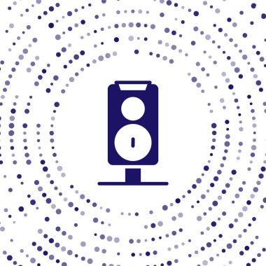 Mavi Stereo hoparlör simgesi beyaz arkaplanda izole edildi. Ses sistemi hoparlörleri. Müzik ikonu. Müzikal sütun hoparlörü. Soyut çember rastgele noktalar. Vektör