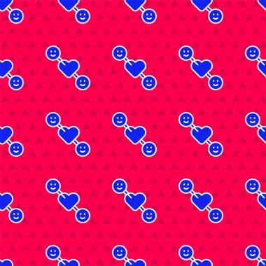 Mavi Romantik ilişki ikonu kırmızı arka planda izole edilmiş pürüzsüz desen. Romantik ilişki mi yoksa hoş bir tanışma konsepti mi? Vektör