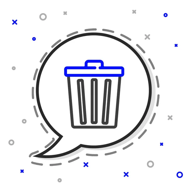 Line Trash can icon isolated on white background. Garbage bin sign. Recycle basket icon. Office trash icon. Colorful outline concept. Vector — Stock Vector