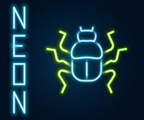 Gloeiende neon lijn Kever bug pictogram geïsoleerd op zwarte achtergrond. Kleurrijk concept. Vector — Stockvector
