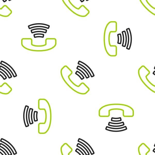 Linia Telefon 24 godziny wsparcia ikona odizolowany bezszwowy wzór na białym tle. Całodniowy call-center obsługi klienta. Pełny etat. Wektor — Wektor stockowy