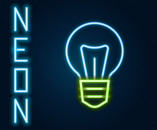 Lampadina fluorescente linea al neon con concetto di idea icona isolata su sfondo nero. Energia e idea simbolo. Concetto di ispirazione. Concetto di contorno colorato. Vettore — Vettoriale Stock