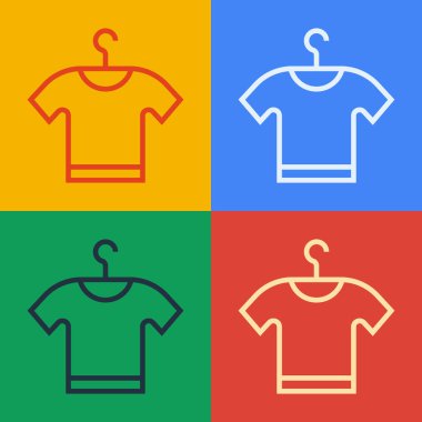 Pop Art Line tişört ikonu renk arkaplanında izole edilmiş. Vektör