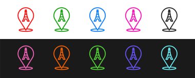 Eyfel kulesi simgesini siyah beyaz arkaplanda izole et. Fransa Paris simgesi. Vektör