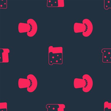 Mantar ve ekmekli tostu kusursuz desene ayarla. Vektör