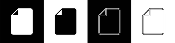 Définir l'icône du document Fichier isolé sur fond noir et blanc. Icône Liste de vérification. Concept d'entreprise. Vecteur — Image vectorielle