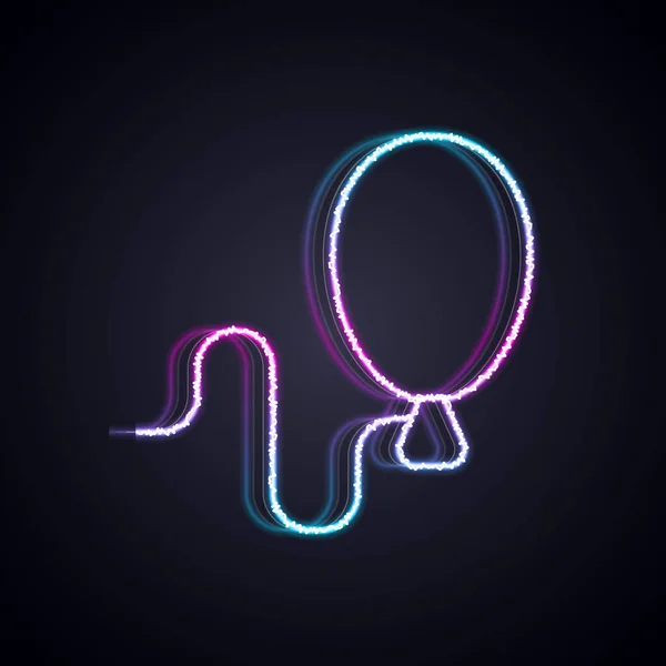 Linha de néon brilhante Balões com ícone de fita isolado no fundo preto. Feliz Páscoa. Vetor —  Vetores de Stock