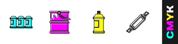 Set Paint spray can, bucket, and Marker pen icon. Vector — Stock Vector