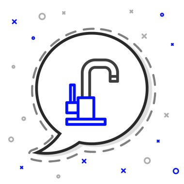 Line Water musluk simgesi beyaz arkaplanda izole edildi. Renkli taslak konsepti. Vektör