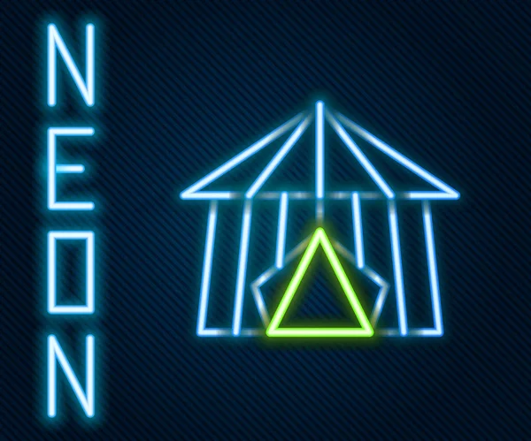 Leuchtendes Neon-Line-Zirkuszelt-Symbol isoliert auf schwarzem Hintergrund. Karnevalszelt. Freizeitpark. Buntes Rahmenkonzept. Vektor — Stockvektor