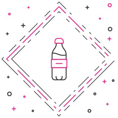 Beyaz arka planda izole edilmiş bir şişe su. Soda su içme tabelası. Renkli taslak konsepti. Vektör