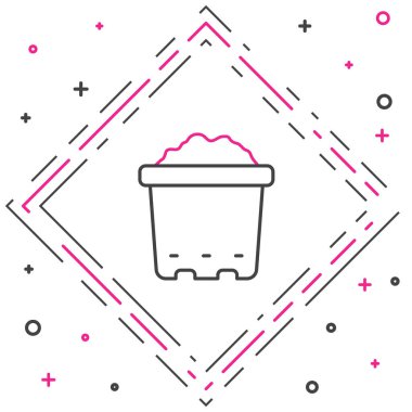 Beyaz arka planda toprak simgesi olan çizgi çömleği. Renkli taslak konsepti. Vektör