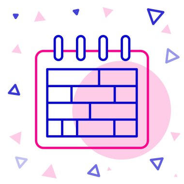 Çizgi Takvimi simgesi beyaz arkaplanda izole edildi. Olay hatırlatma sembolü. Renkli taslak konsepti. Vektör