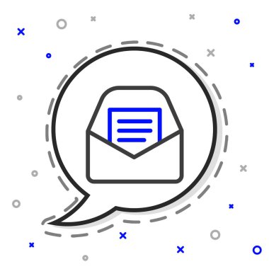 Satır Posta ve e- posta simgesi beyaz arkaplanda izole edildi. Zarf sembolü e-postası. E- posta kodu. Renkli taslak konsepti. Vektör