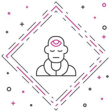 Çizgi Büyücüsü simgesi beyaz arkaplanda izole edildi. Renkli taslak konsepti. Vektör