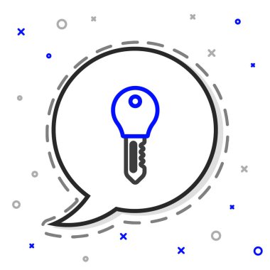 Line Hotel kapı kilidi simgesi beyaz arkaplanda izole edildi. Renkli taslak konsepti. Vektör