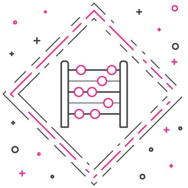 Çizgi Abaküs simgesi beyaz arkaplanda izole edildi. Geleneksel sayım çerçevesi. Eğitim işareti. Matematik okulu. Renkli taslak konsepti. Vektör