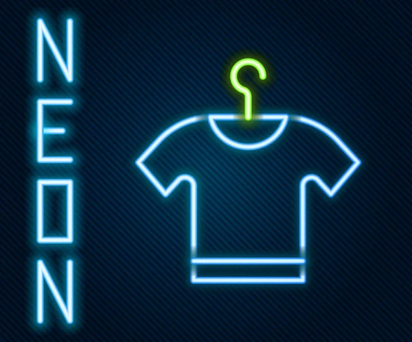 Glödande neon line T-shirt ikon isolerad på svart bakgrund. Färgstarkt skisskoncept. Vektor — Stock vektor