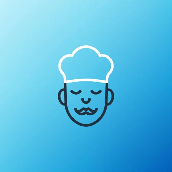 Linia Cook ikona izolowane na niebieskim tle. Symbol szefa kuchni. Kolorowy koncept. Wektor — Wektor stockowy