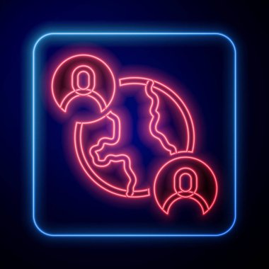 Parlayan neon kankalar ya da en iyi arkadaşlar siyah arka planda sonsuza dek izole edilmiş ikonlar. Vektör