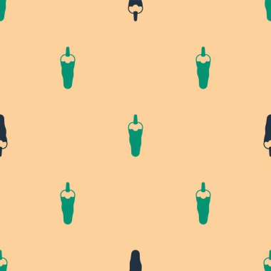 Yeşil ve siyah acı biber kabuğu simgesi bej arka planda izole edilmiş kusursuz desen. Market, mutfak ürünleri, baharat ve baharat paketi, yemek kitabı için tasarım. Vektör