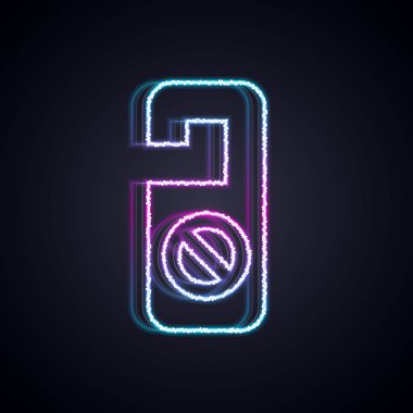 Parlayan neon hattı Lütfen siyah arkaplanda izole edilmiş simgeyi rahatsız etmeyin. Otel Kapısı Askısı Etiketleri. Vektör